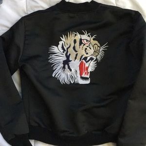Black Bomber Embroidered Jacket